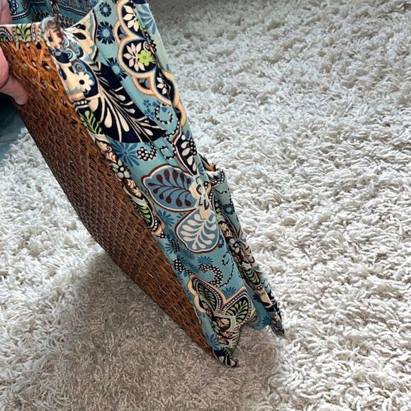 Vera Bradley Bali Blue & Hope Garden Structured Tiki Tote with Caning RARE - Picture 8 of 16